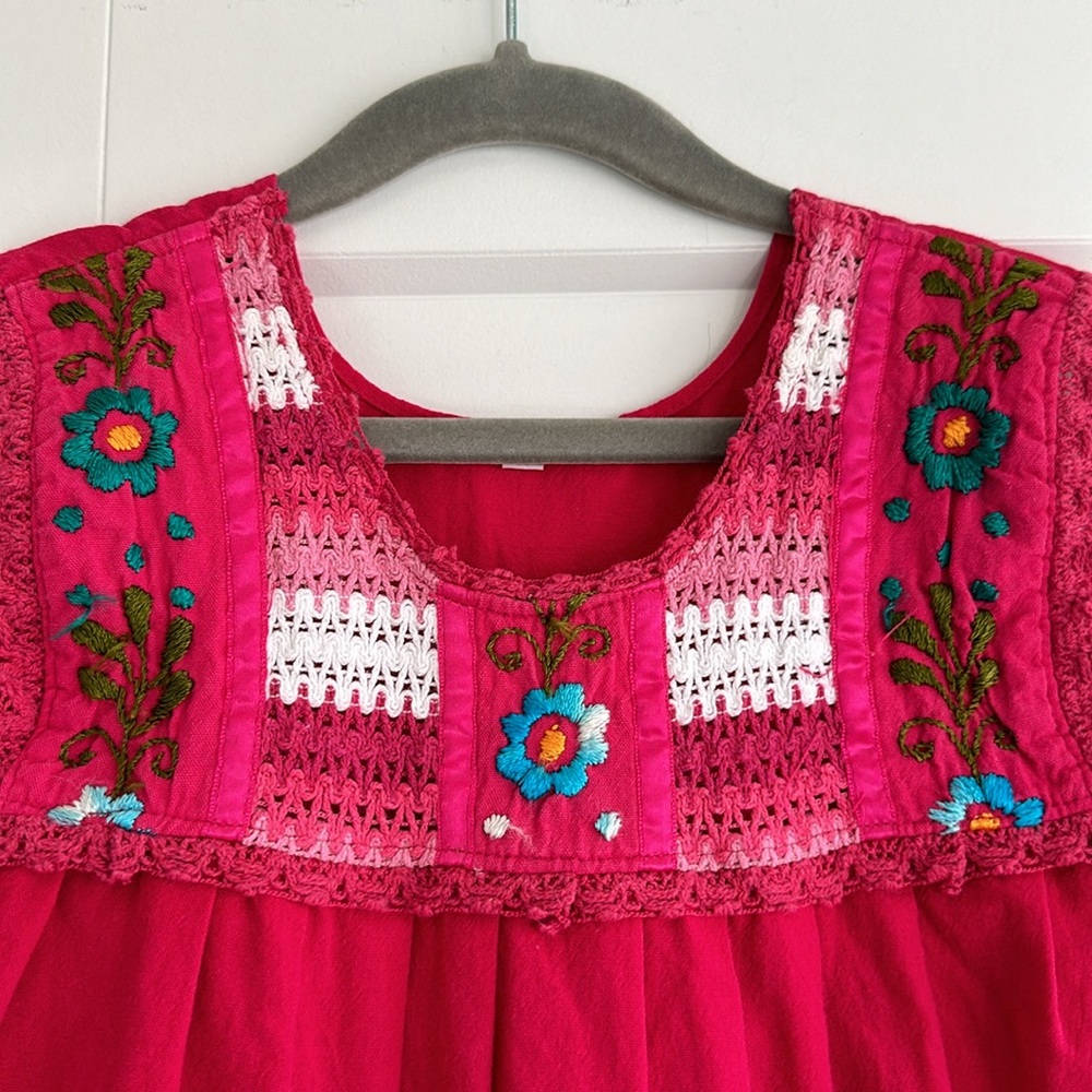 Traditional 6T Mexican Huipil embroidered dress - Picture 3 of 8